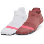 Damensocken Under Armour Breathe 2 No Show Tab 2pk rosa Red Fusion / White / Halo Gray