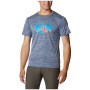 Herren-T-Shirt Columbia Zero Rules Short Sleeve Graphic Shirt blau/weiß Carbon Hthr, Fractal Peaks Graphic