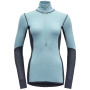 Damen-Rollkragenpullover Devold Wool Mesh Woman Half Zip Neck hellblau Cameo/Night