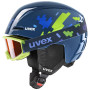 Set Helm und Brille Uvex Viti set 2023 blau/grün blue puzzle