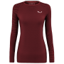 Damen-T-Shirt Salewa Cristallo Warm Amr W L/S Tee. rot/weiß Syrah