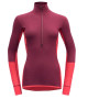 Damen-Rollkragenpullover Devold Wool Mesh Woman Half Zip Neck himbeerfarbe Beetroot/Poppy