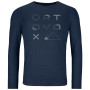 Herren-T-Shirt Ortovox 185 Merino Brand Outline Ls M blau deep ocean
