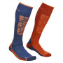 Herrensocken Ortovox Ski Compression Socks blau/orange NightBlue